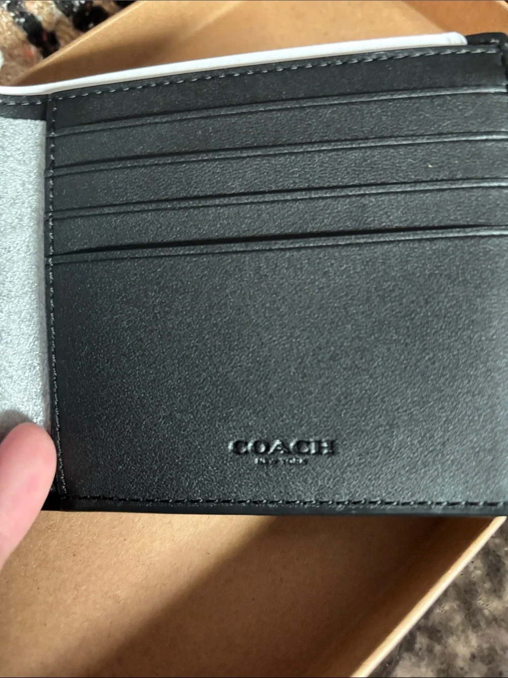 Coach Billfold wallet signature, monogram, charcoal /black NEW